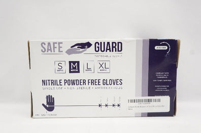 SafeGuard Disposable Nitrile Powder Free Gloves, M- Box of 100